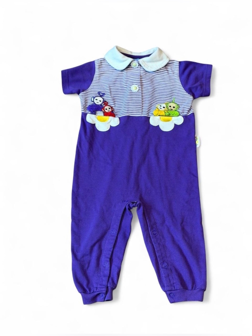 Vintage 90s Teletubbies Purple Striped Romper 24M